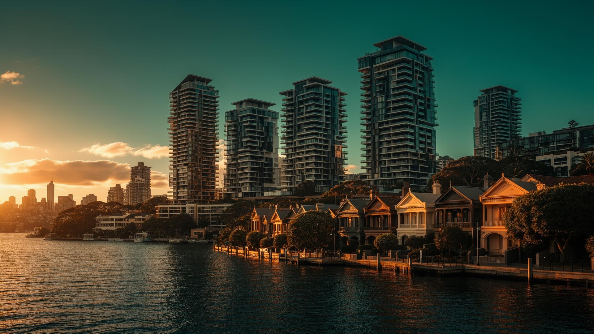 Sydney harbour skyline with residential property